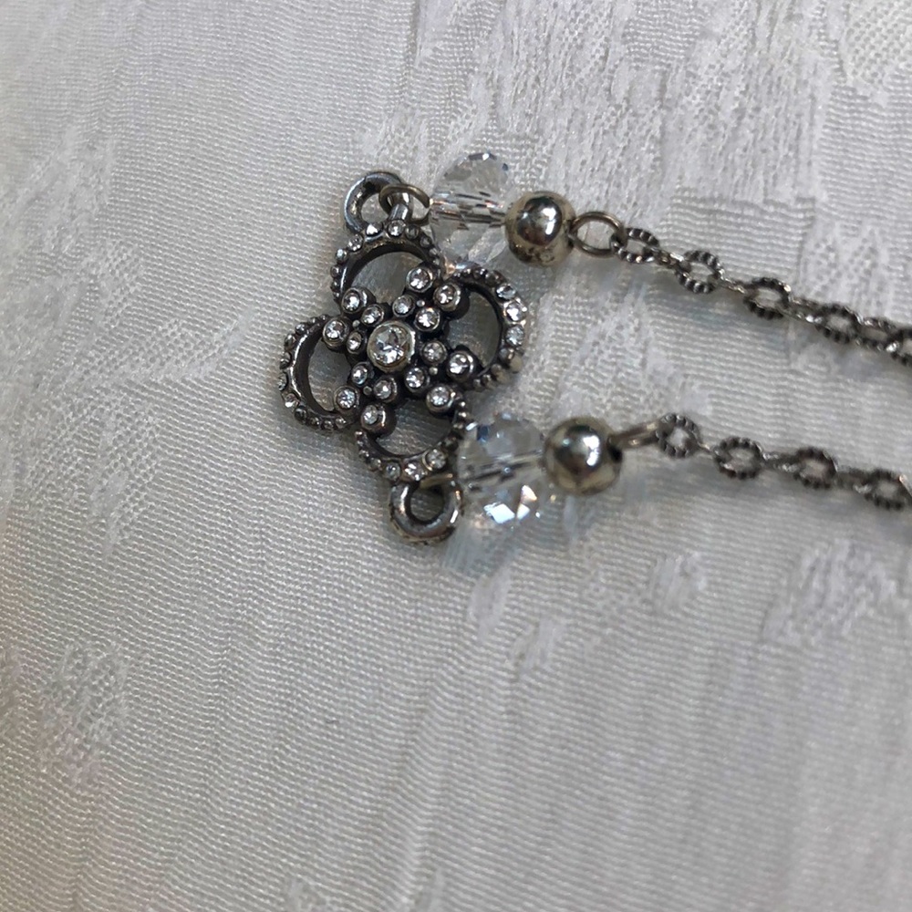 Brighton Silver Tone Filigree and Crystal Neclace
